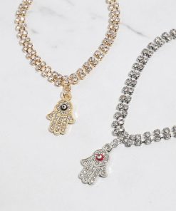 Rhinestone Hamsa Hand Bracelet