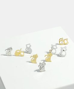 Alternative view of 3-Pair Cats Stud Earrings