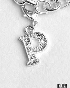 Silver Clear Initial P Dangle Charm