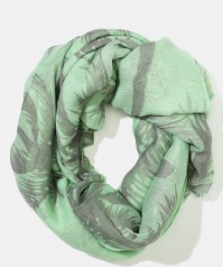 A+ Mint Palm Tree Print Lightweight Scarf