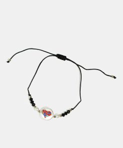 Alternative view of Rhinestone Heart Drawstring Bracelet
