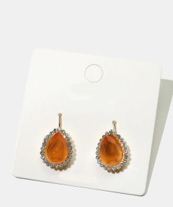 Alternative view of Rhinestone-Studded Teardrop Gemstone Earrings