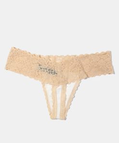 Beige Lace Thong