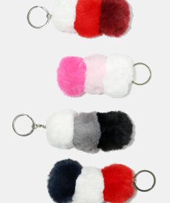 3 Color Fuzzy Pom Pom Keychain