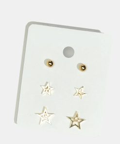 Alternative view of 3-Pair Star Stud Earrings