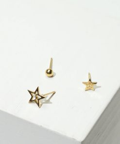 3-Pair Star Stud Earrings