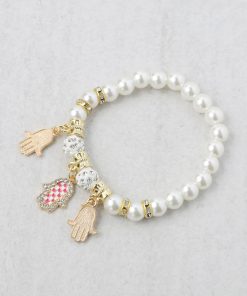 Alternative view of Pearl + Hamsa Hand Bracelet