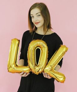Alternative view of Official Key Items Party Balloons- Gold Letters