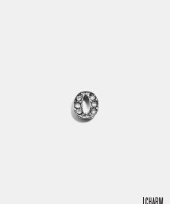 Silver O Initial With Rhinestones Locket Charm
