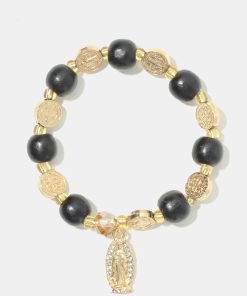 Alternative view of Rosary Wood Bead Bracelet