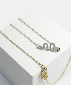Rhinestone-Studded Snake Necklace