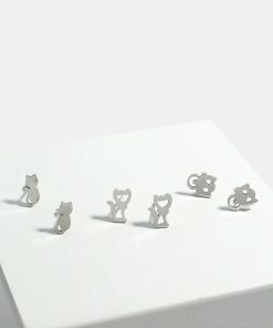 Alternative view of 3-Pair Cats Stud Earrings Set