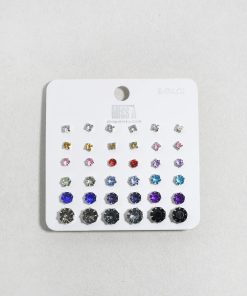 Alternative view of Multi-Color Rhinestone Stud Earring Pack - Silver