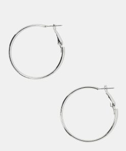 40MM Silver Metal Hoop Earrings