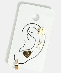 Alternative view of 4-Piece Couple & Heart Stud Earrings