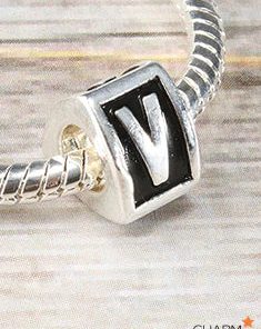Letter V Block Bead Charm