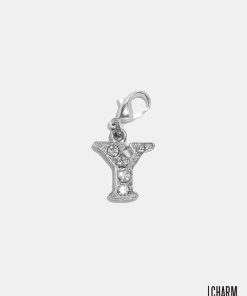 Silver Clear Initial Y Dangle Charm