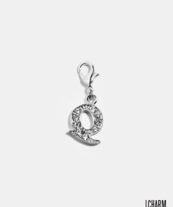 Silver Clear Initial Q Dangle Charm
