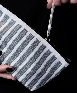 Alternative view of a2o Lab Makeup Pouch - Grey Stripes