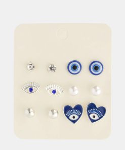 Alternative view of 6 Pair Evil Eye Earring Set