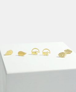 Alternative view of 3-Pair Eye & Wings Stud Earrings