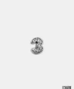 Silver Number 3 Locket Charm