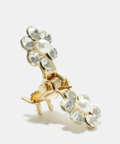 Alternative view of Rhinestone Pearl and Flower Mini Hair Clip