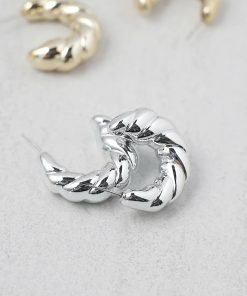 Alternative view of Thick Twisted Hoop Earring