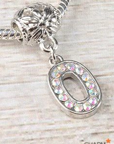 Letter O Rhinestone Bead Charm