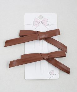 2 PC Chic Faux Leather Bow Hairclip