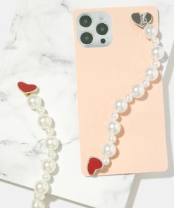 Pearl Heart Phone Strap