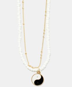 Alternative view of 2 Layered Yin Yang Beaded Necklace