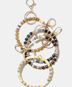 Wooden Bead Keychain Bracelet