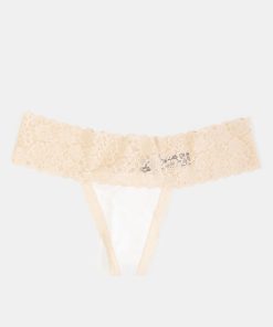 Beige Lace Thong