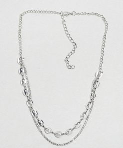 Alternative view of Layered Rhinestone Chain Necklace
