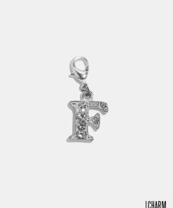 Silver Clear Initial F Dangle Charm