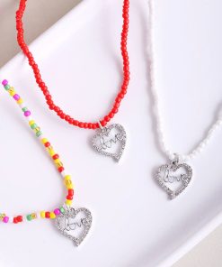 Rhinestone Heart Charm Bead Waist Chain