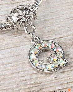 Letter Q Rhinestone Bead Charm