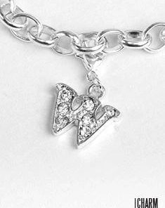 Silver Clear Initial W Dangle Charm