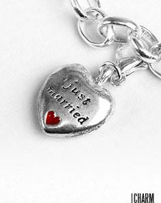 Just Married Heart Dangle Charm