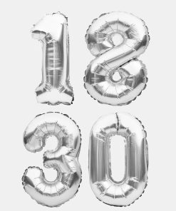 Official Key Items Party Balloons- Silver Numbers