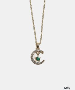 Alternative view of Miss A Birthstone Necklace - Moon + Star