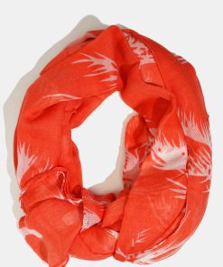 A+ Coral Palm Tree Print Lightweight Scarf