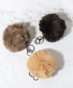 Neutral Faux Fur Pom Pom Keychain