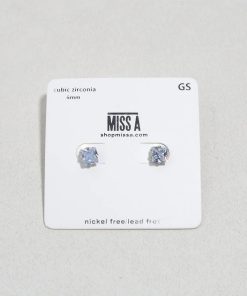 Classic 6mm Square Cubic Zirconia Silver Studs