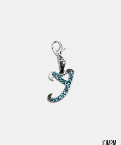Silver Blue Initial Y Dangle Charm