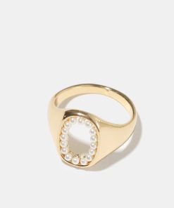 Alternative view of Open Pearl Signet Ring