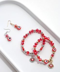 Red Evil Eye Bead & Earring Set