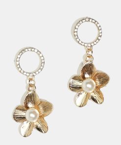 Alternative view of Sparkly Circle & Flower Dangle Earrings