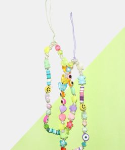 Cute Smiley Beaded Cellphone Accessory